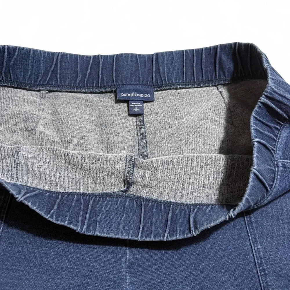 J Jill Pure Jill Indigo Pull On Shorts Blue Elastic Waist Pockets Medium